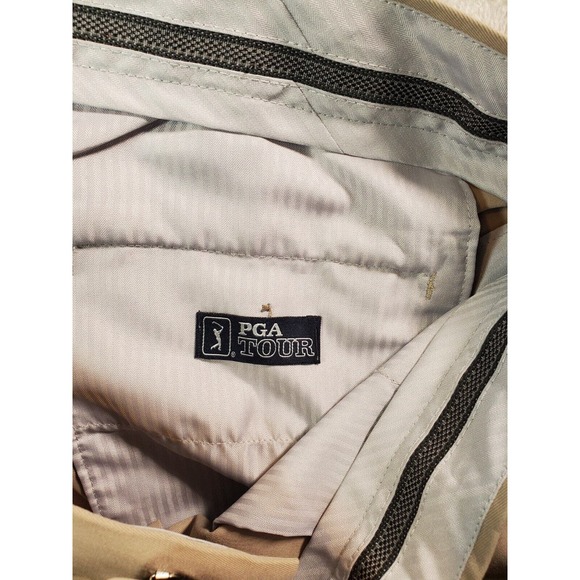 PGA TOUR Dress Pants Mens Khaki Flat Front Straight Leg Light Wash Slash Pockets - Picture 8 of 8